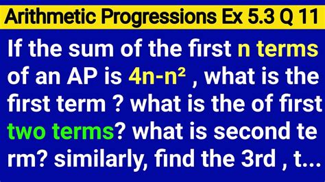 If The Sum Of First N Terms Of An Ap Is N N What Is The First Term