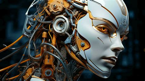 AI Generated Beautiful Cyborg Robot Woman Futuristic High Tech Mixture