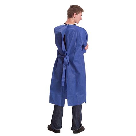 Supply Disposable 40gsm Sms Blue Isolation Gown With Short Sleeves