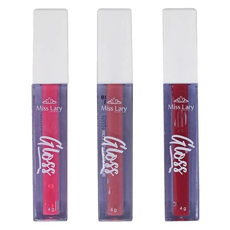 Gloss Labial Miss Lary ML211 Kit 3 Unidades 1 De Cada Cor