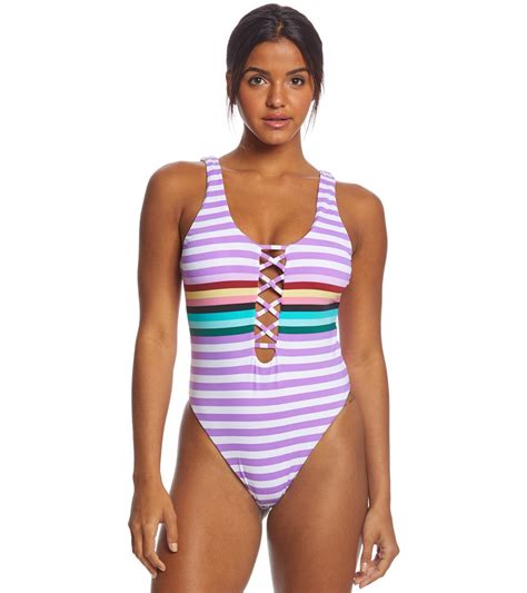 Bikini Lab Stripeout Plunge One Piece Swimsuit At Swimoutlet Free