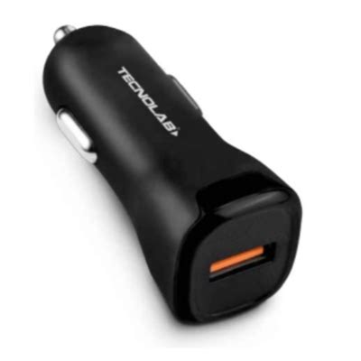 Tecnolab Cargador Para Automovil Puerto Usb Carga Rapida Qc Negro