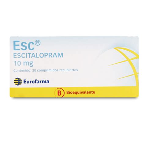 Esc Escitalopram 10 Mg 30 Comprimidos Recubierto Cruz Verde