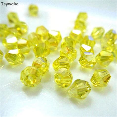 Isywaka Sale Bright Yellow Pcs Mm Bicone Austria Crystal Beads