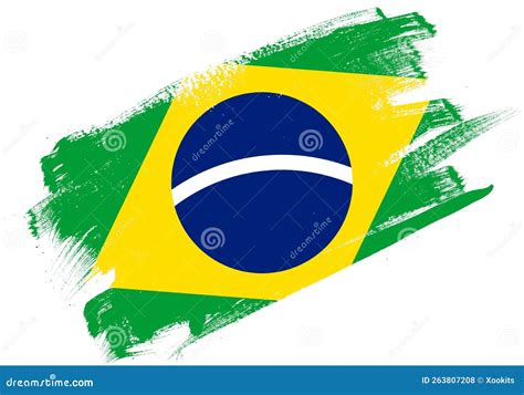 Bandeira Texturizada De Pincel De Tinta Abstrata Do Brasil Sobre Fundo