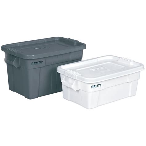 Rubbermaid 20 gal White Plastic Brute® Tote With Lid - 27 7/8"L x 17 3/ ...