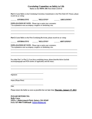 Fillable Online Nfpa Roc Tcc Ballot Form Nfpa Nfpa Fax Email Print