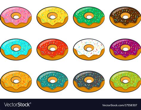 Cartoon Donuts Royalty Free Vector Image Vectorstock