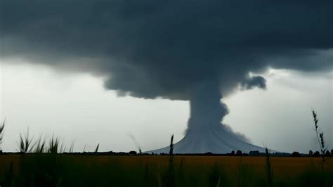 Massive tornado storm weather destruction damage open field thunder ...