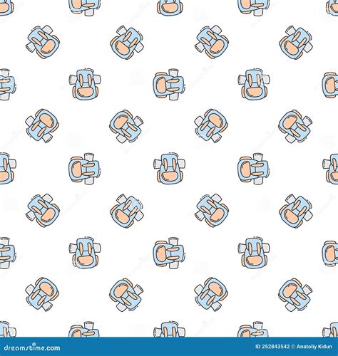 Seamless Pattern With Creative Cute Doodle Backpacks On White