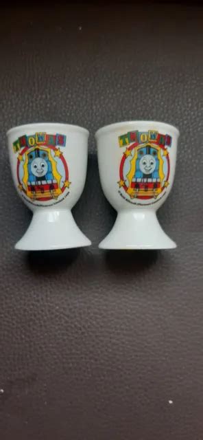 PAIR OF PORCELAIN Thomas The Tank Engine Egg Cups Britt Allcroft 1999