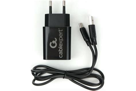 Адаптер питания Cablexpert Usb 2 порта 24a черный кабель 1м Type C