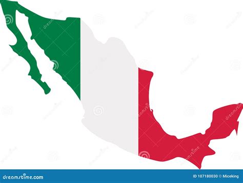 Mexico map with flag stock vector. Illustration of symbol - 107180030