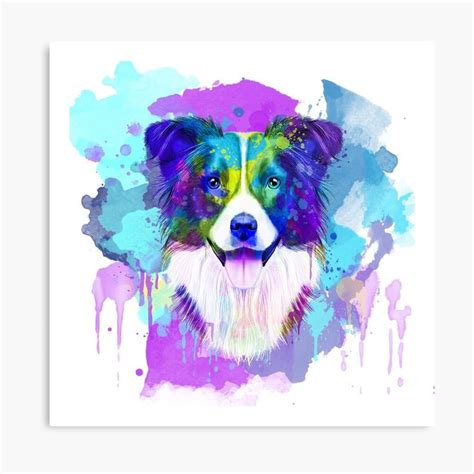 Watercolor Border Collie Artistic Border Collie Cheerful Border