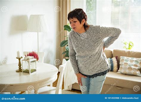 Mature Woman Suffering From Backache Stock Photo Image Of Backache