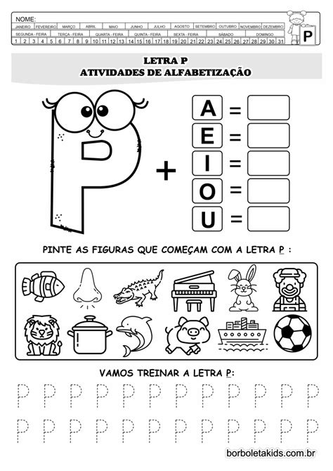 Atividades Alfabetização Letra P - Letra P - Atividades de Alfabetização 10