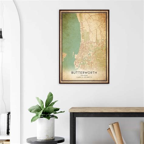 Vintage Butterworth Malaysia Map Poster, Butterworth City Road Wall Art ...