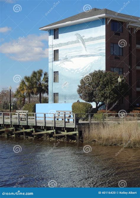 View Of Wilmington North Carolina From The Boardwalk Stock Photo