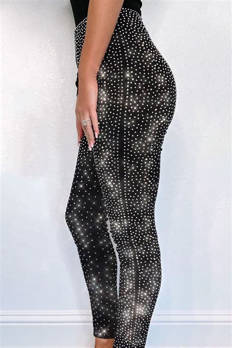 Us 8 8 Black Rhinestone High Waist Leggings Wholesale Online