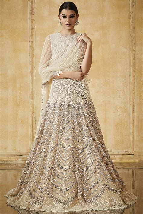 Buy Tarun Tahiliani Beige Embroidered Anarkali Set Online Aza Fashions