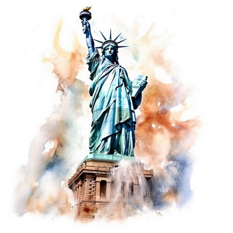 Premium Photo Watercolor Painting Of The Statue Of Liberty