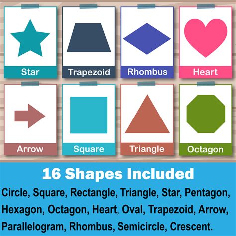 Shapes Flashcards, 16 Shape Flash Cards, Geometric Shapes, Learning ...