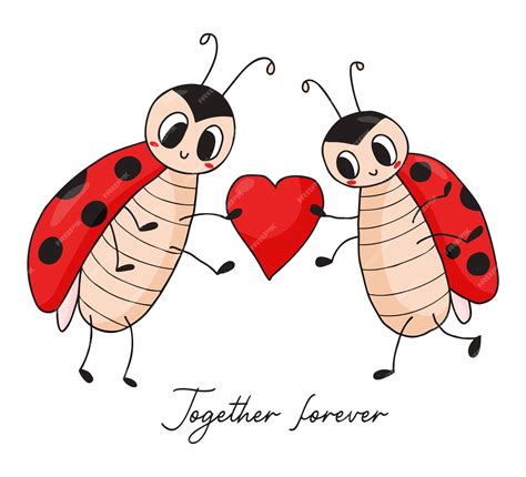 Premium Vector | Valentine card with cute ladybugs loving couple funny