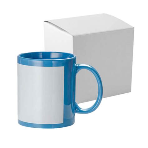 Mok Met Kartonnen Doos 330 Ml Blauw Met Wit Frame Sublimation Thermal