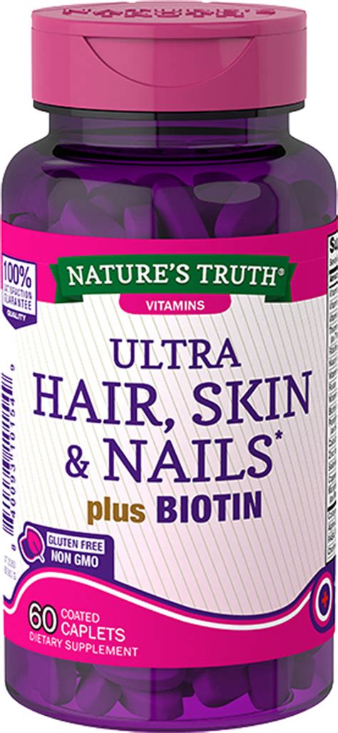 Natures Truth Ultra Hair Skin And Nails Plus Biotin Coated Caplets 60