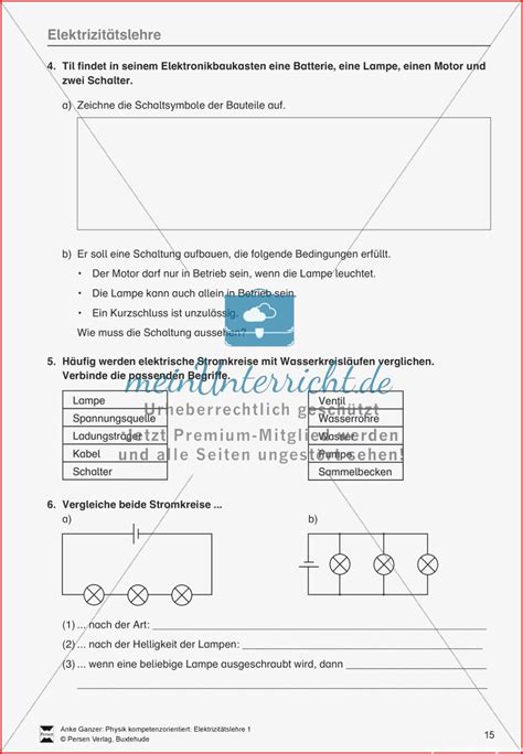 Elektrizitätslehre Magnetismus Test Lernzielkontrolle Kostenlose