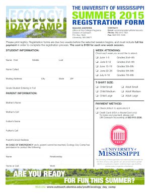 Fillable Online Outreach Olemiss Printable Registration Form Outreach