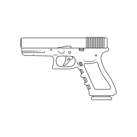 Handgun Glock Outline Icon Illustration on White Background 10090224 ...