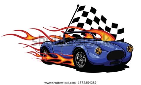 Vector Illustration Muscle Car Flames Race Stock Vector (Royalty Free ...