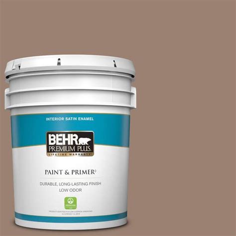 BEHR PREMIUM PLUS 5 Gal N190 5 Frontier Brown Satin Enamel Low Odor