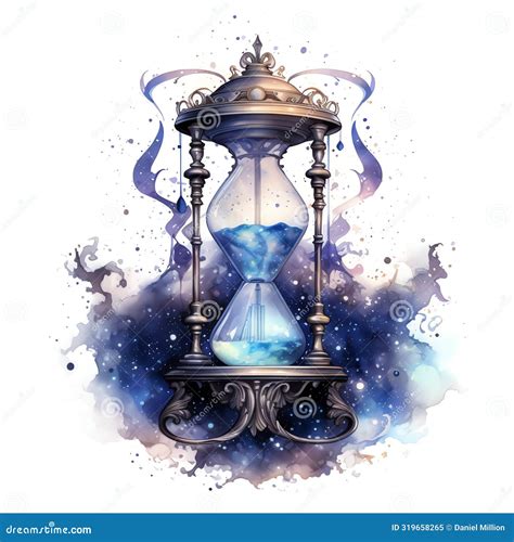 Celestial Hourglass Fantasy Sky Night Gazing Watercolor Stock Illustration Illustration Of