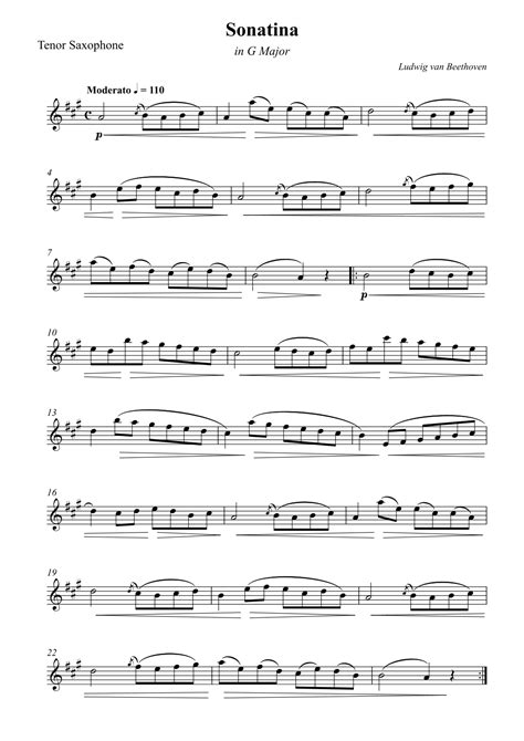 Sonatina In G Major For Tenor Sax Arr Wesley S Silva Sheet Music