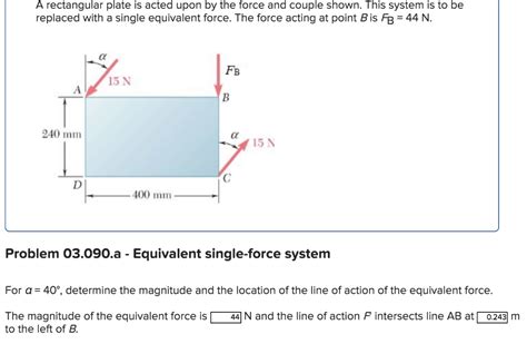 Solved A Rectangular Plate Is Acted Upon By The Force And Chegg