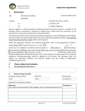 Fillable Online Supervision Agreement Cgsc Fax Email Print Pdffiller