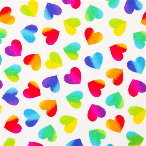 White Fabric Timeless Treasures Tossed Ombre Hearts Rainbow Usa Fabrics