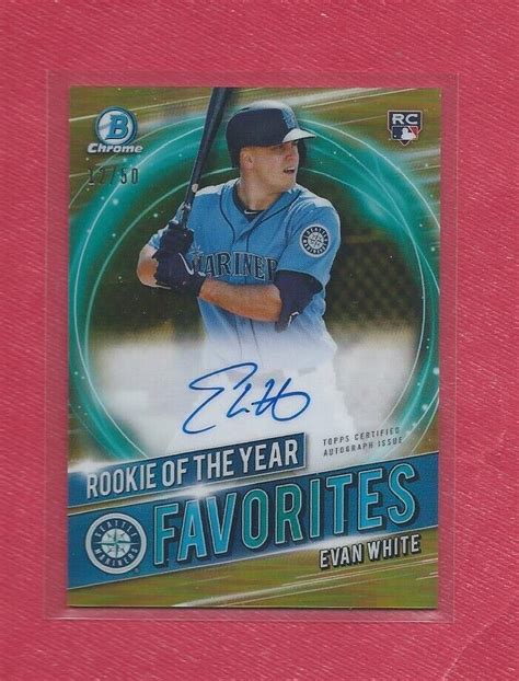 Evan White 2021 Bowman Chrome ROY Favorites Gold Refractor AUTO 12 50