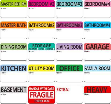 Amazon Tag A Room Moving Labels Color Coded 800 Count 3 4