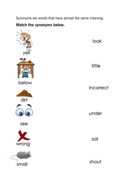 Synonyms Activity For Grade1 Live Worksheets Worksheets Library