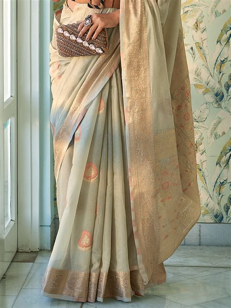 Buy Tan Beige Cotton Saree Online Karagiri