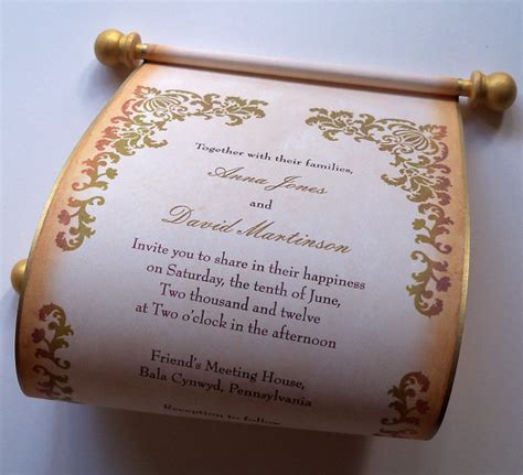 Wedding Invitation Scroll,with Aged Damask Border, Vintage Medieval ...