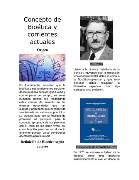 Concepto De Bioética Y Corrientes Actuales Concepto De Bioética Y