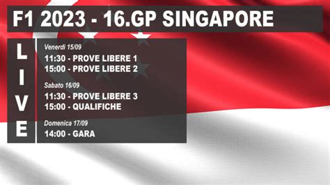 DIRETTA Gp Singapore F1 2023 Prove Libere Qualifiche E Gara Live