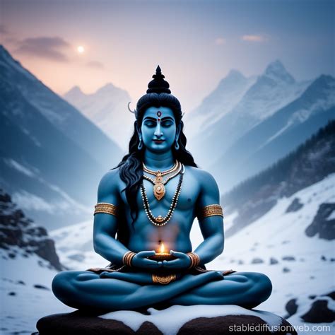 Meditation of Lord Shiva in Cold Landscape | Stable Diffusion Online