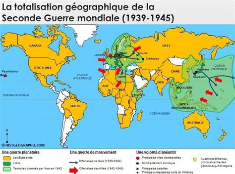 Carte De La Totalisation Géographique De La Seconde Guerre Mondiale