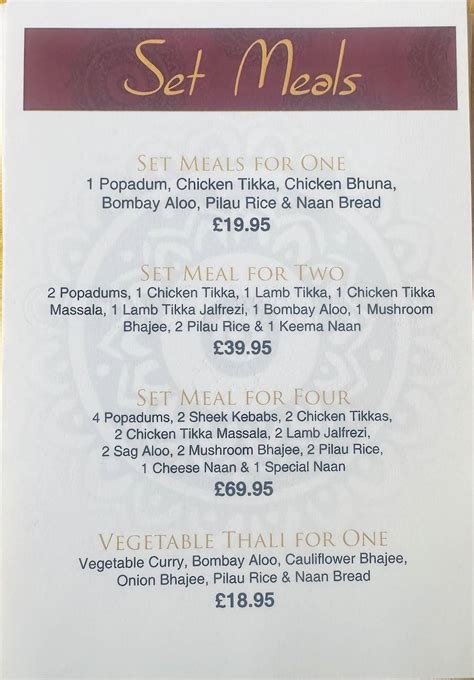 Menu At Spice Villa Indian Restaurant Chard