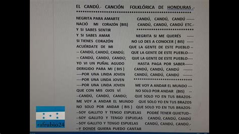 El CandÚ Letra FolklÓrica De Honduras Arreglo Prof Rafael